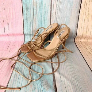 Steve Madden rose gold rhinestone strappy stiletto sandals